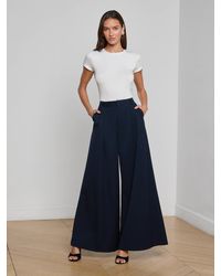 L'Agence - Pantalon Large Chelsy, Bleu Nuit - Lyst