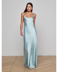 L'Agence - Robe De Soirée En Soie Charmaine, Bleu Pâle - Lyst