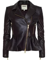 L'Agence - Lyric Leather Peplum Jacket - Lyst