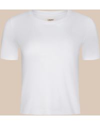 L'Agence - 'Agence Stormy Cropped Cotton T-Shirt - Lyst
