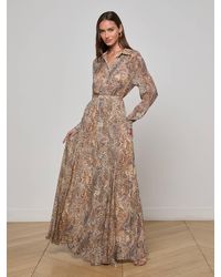 L'Agence - Jupe Longue Patricia, Imprimé Léopard Valencia Marron Et Bleu - Lyst