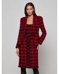 L'Agence - Blazer En Tweed Kaisley, Motif Pied-De-Poule Rouge Et Noir - Lyst