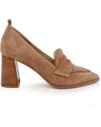 L'Agence - Mallory Suede Block-Heel Loafer - Lyst