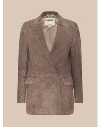 L'Agence - Aimee Oversized Suede Blazer - Lyst