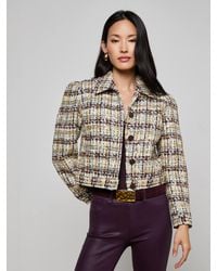 L'Agence - Veste En Tweed À Sequins Kasey, Tweed Chiné À Sequins Dorés - Lyst