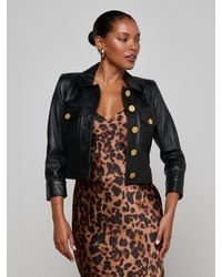 L'Agence - Veste Courte En Cuir Kumi, Noir - Lyst