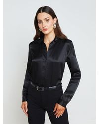 L'Agence - Tyler Silk Blouse - Lyst