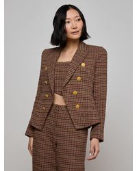 L'Agence - Blazer À Motif Pied-De-Poule Bethany, Marron Foncé À Motif Pied-De-Poule Multicolore - Lyst