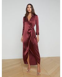 L'Agence - Kadi Silk Wrap Dress - Lyst