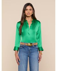 L'Agence - Chemisier En Soie Dani, Vert Tropical - Lyst