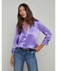 L'Agence - Dani Silk Blouse Top - Lyst