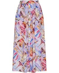 L'Agence - Seina Poplin Midi Skirt - Lyst
