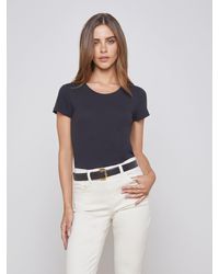 L'Agence - T-Shirt En Coton À Encolure Dégagée Cory, Noir - Lyst