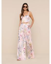 L'Agence - Lillian Satin Wide-Leg Pants - Lyst
