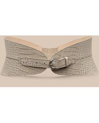 L'Agence - Alexandra Croc-Embossed Corset Belt - Lyst