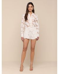 L'Agence - Laina Eyelet Short - Lyst
