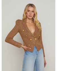 L'Agence - Blazer En Maille Bethany, Cappuccino Foncé/Doré - Lyst