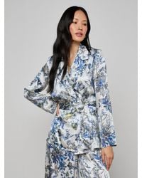L'Agence - Top Style Kimono En Soie Ciara, Gris À Imprimé Papillons Coloré Style Aquarelle - Lyst