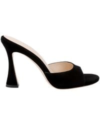 L'Agence - Rounded-Toe Suede Avery Heeled Sandals - Lyst