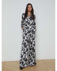 L'Agence - Gavin Silk Wide-Leg Pants - Lyst