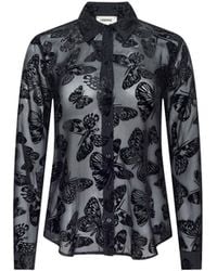 L'Agence - Laurent Velvet Blouse Top - Lyst