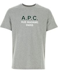 A.P.C. - Melange Grey Cotton T-shirt - Lyst