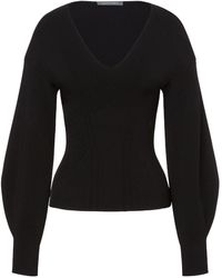 Alberta Ferretti - Viscose Stretch V Neck Sweater - Lyst