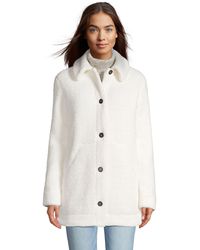 Lands' End Mantel aus Teddyfleece, Damen, Größe: S Normal, Elfenbein, by Lands' End, Elfenbein - Weiß