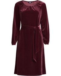 Lands' End - Samtkleid Mit Bindegürtel, Damen, Größe:32-34 Regular, Polyester-Mischung, By - Lyst