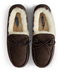Lands' End - Veloursleder-Mokassins Mit Lammfell-Futter, Herren, Größe Regular, Polyester/Gummi, By - Lyst