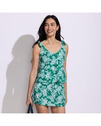 Lands' End - Tankini-Top Mit Geknoteten Trägern Und Flattersaum, Damen, Größe Plus, Elasthan/Nylon-Mischung, By - Lyst