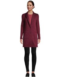 Lands' End Strickfleece-Mantel in Petite-Größe, Damen, Größe: XS Petite, Rot, by Lands' End, Rioja-Meliert