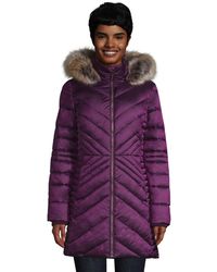 Lands' End Warmer Wintermantel THERMOPLUME mit Fleece, Damen, Größe: XS Normal, Lila, by Lands' End, Medaillon Waldbeere