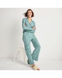 Lands' End - Pyjama Set Aus Baumwoll-Jersey Mit Stickerei, Damen, Größe:32-34 Petite, Baumwolle, By - Lyst