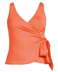 Lands' End - Tankini-Top Mit Seitlichem Bindeband, Damen, Größe Plus, Elasthan/Polyester-Mischung/Nylon-Mischung, By - Lyst