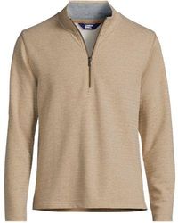Lands' End - Pullover Mit Troyer-Kragen Und Fischgrät-Struktur, Herren, Größe:44-46 Regular, Baumwoll-Mischung/Polyester-Mischung, By - Lyst