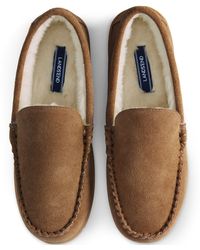 Lands' End - Suede Moccasin Slippers - Lyst