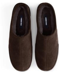 Lands' End - Suede Slippers With Shearling Lining - Lyst