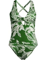 Lands' End - Glänzendes Tankini-Set Mit Knotendesign, Damen, Größe:32-34 Regular, Elasthan/Nylon-Mischung, By - Lyst