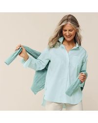 Lands' End - Bügelfreie, Lange Baumwoll-Hemdbluse, Damen, Größe:32-34 Regular, Baumwolle, By - Lyst