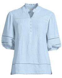 Lands' End - Musselin-Bluse Mit Leiterborte, Damen, Größe:32-34 Regular, Baumwolle, By - Lyst