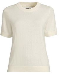 Lands' End - Rundhalspullover Aus Baumwolle/Seidenmix, Damen, Größe:32-34 Regular, Baumwolle/Seide/Nylon, By - Lyst