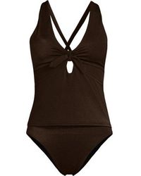 Lands' End - Glänzendes Tankini-Set Mit Knotendesign, Damen, Größe Plus, Elasthan/Nylon-Mischung, By - Lyst