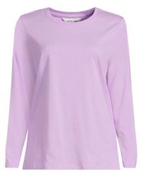 Lands' End - Langärmeliges Supima-Shirt Mit Rundausschnitt, Damen, Größe:32-34 Petite, By - Lyst