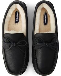 Lands' End - Leather Moccasin Slippers With Shearling Lining - Lyst