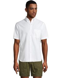 Lands' End Short Sleeve Seersucker Cotton Shirt - White