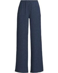 Lands' End - Crinkle-Jerseyhose Mit Weitem Bein, Damen, Größe:32-34 Petite, Polyester/Viskose/Polyester-Mischung, By - Lyst