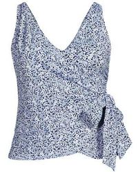 Lands' End - Tankini-Top Mit Seitlichem Bindeband, Damen, Größe Plus, Elasthan/Polyester-Mischung/Nylon-Mischung, By - Lyst