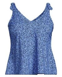 Lands' End - Tankini-Top Mit Geknoteten Trägern Und Flattersaum, Damen, Größe:34 Regular, Elasthan/Nylon-Mischung, By - Lyst