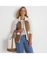Lands' End - Steppjacke Mit Teddy-Ärmeln, Damen, Größe:32-34 Regular, Polyester, By - Lyst